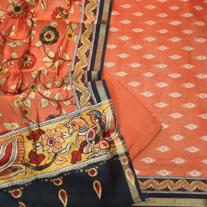 Rajjvi Coral Peach Digital Printed Muslin Suit Set