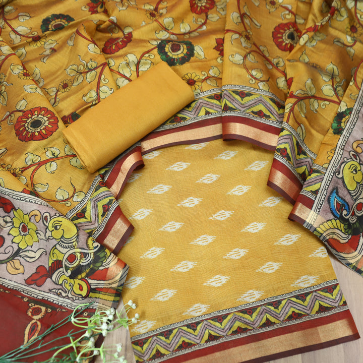 Rajjvi Peanut Yellow Digital Printed Muslin Suit Set