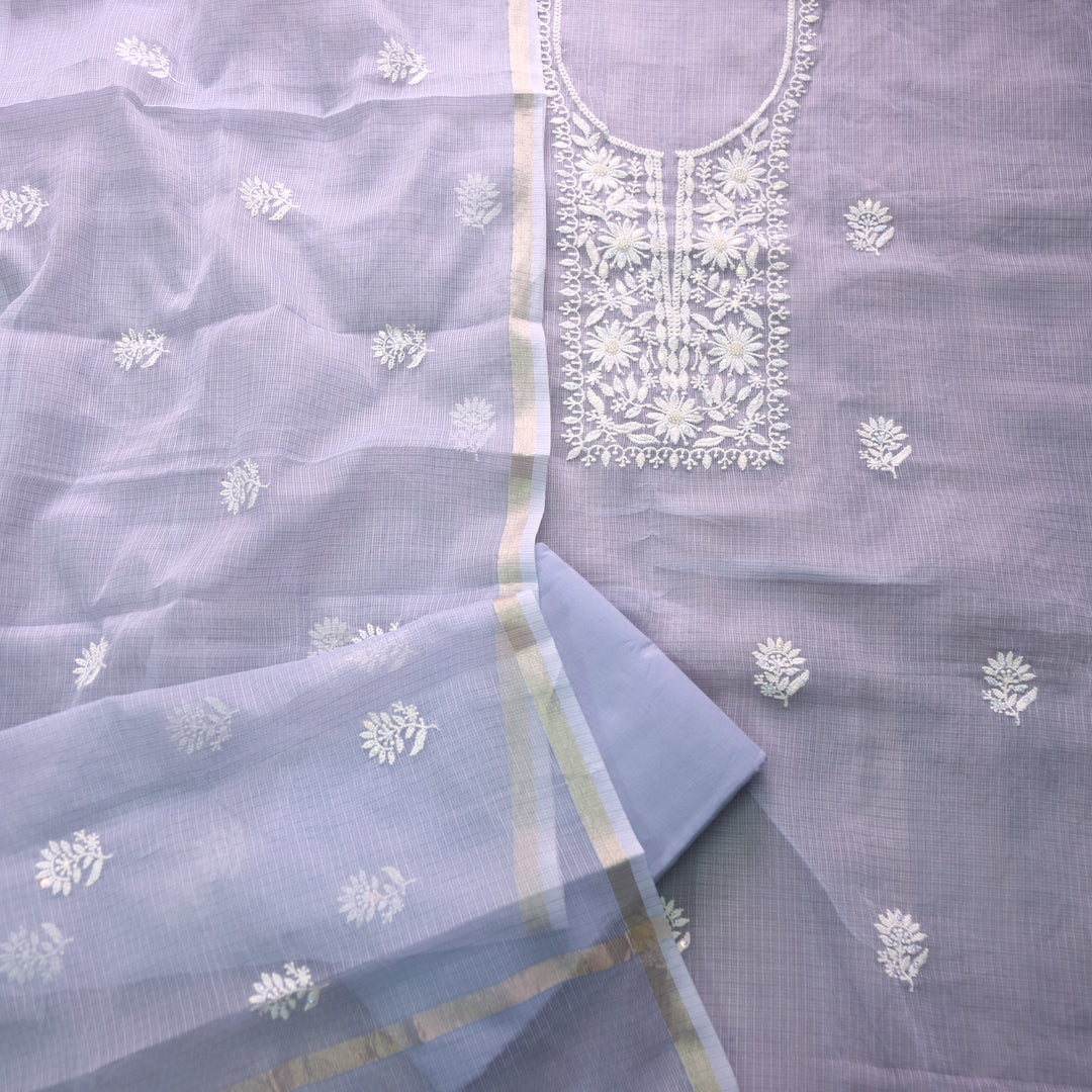 Raashi Slate Gray Moti Work with Thread Neck Kota Doriya Suit Set D3