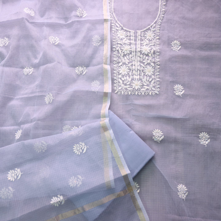 Raashi Slate Gray Moti Work with Thread Neck Kota Doriya Suit Set D3