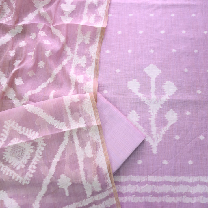 Aisha Lilac All Over Authentic Jamdani Weaved Chanderi Suit Set