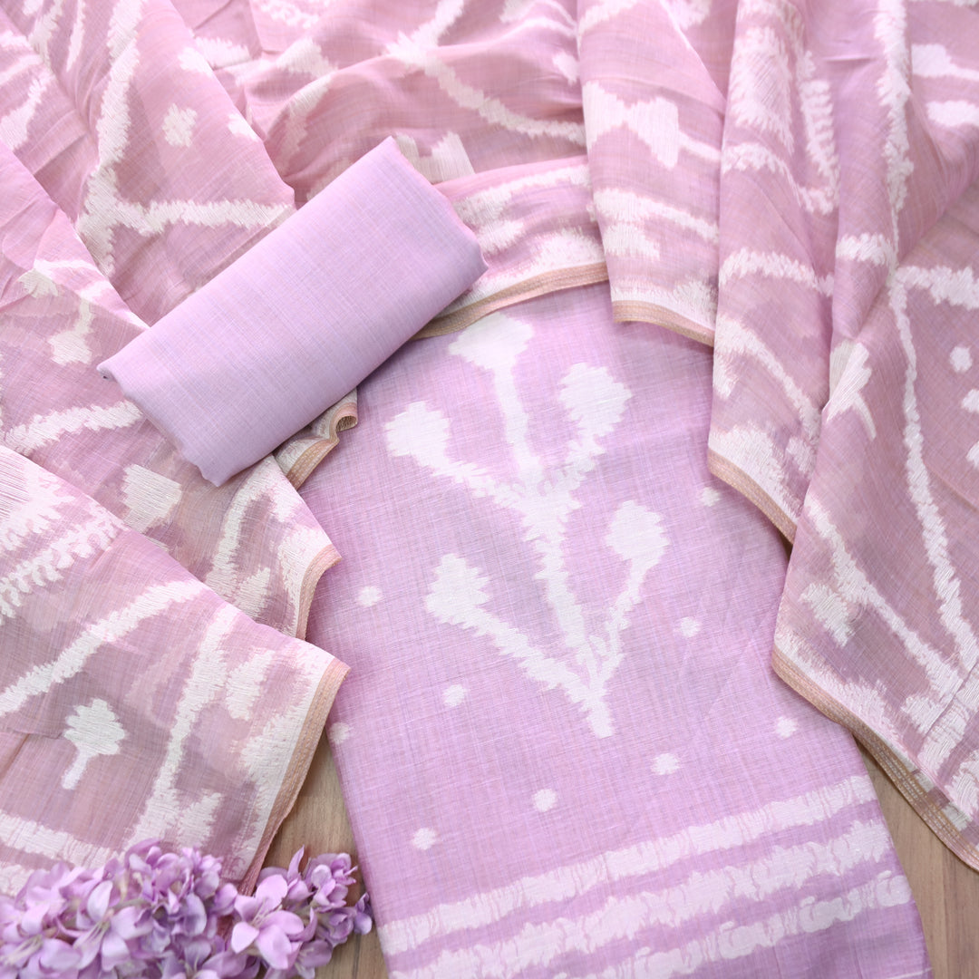 Aisha Lilac All Over Authentic Jamdani Weaved Chanderi Suit Set