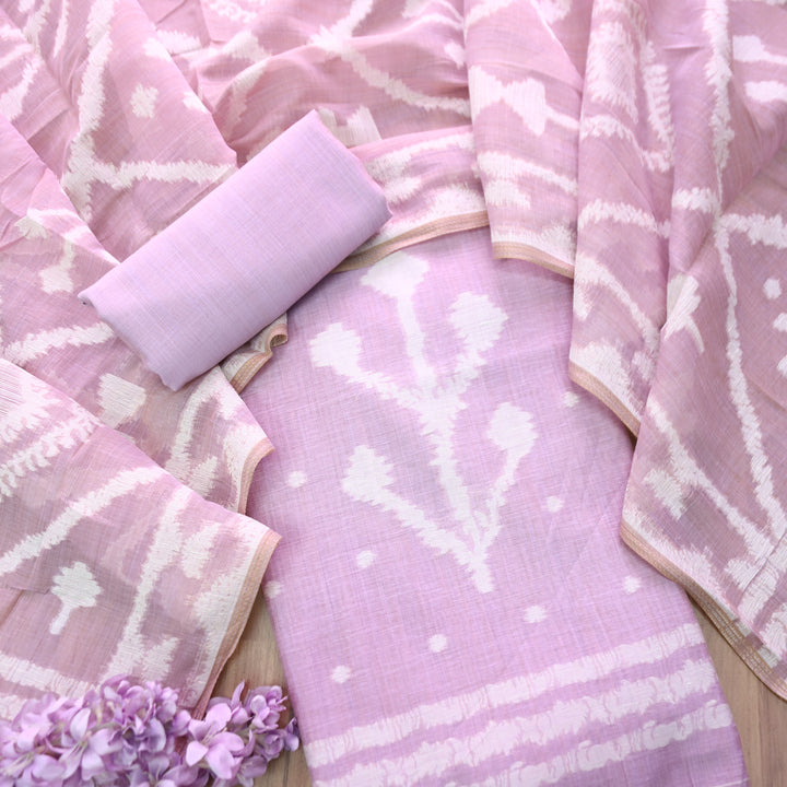 Aisha Lilac All Over Authentic Jamdani Weaved Chanderi Suit Set