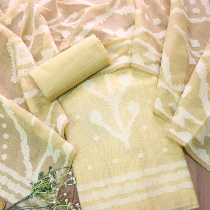 Aisha Beige All Over Authentic Jamdani Weaved Chanderi Suit Set