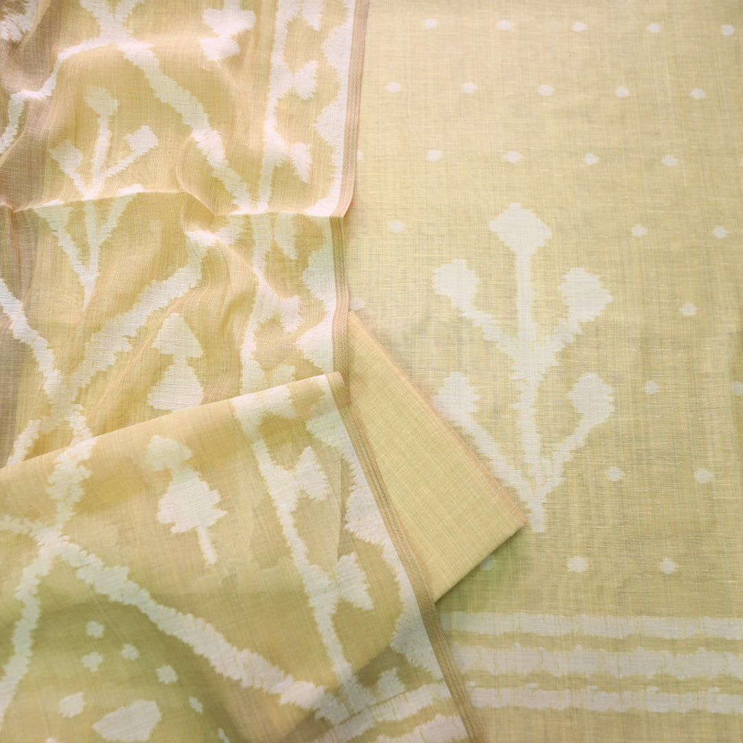 Aisha Beige All Over Authentic Jamdani Weaved Chanderi Suit Set