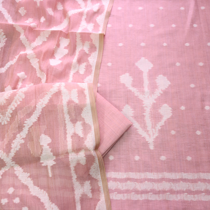 Aisha Blush Pink All Over Authentic Jamdani Weaved Chanderi Suit Set