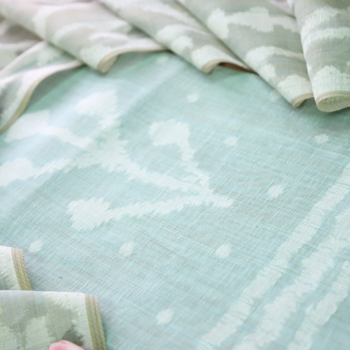 Aisha Powder Blue All Over Authentic Jamdani Weaved Chanderi Suit Set