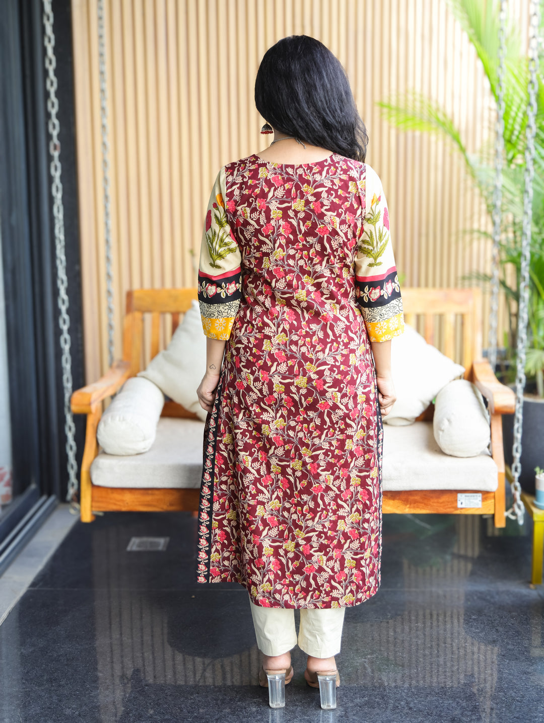 Eira Pink Floral Kalamkari Cotton Kurti