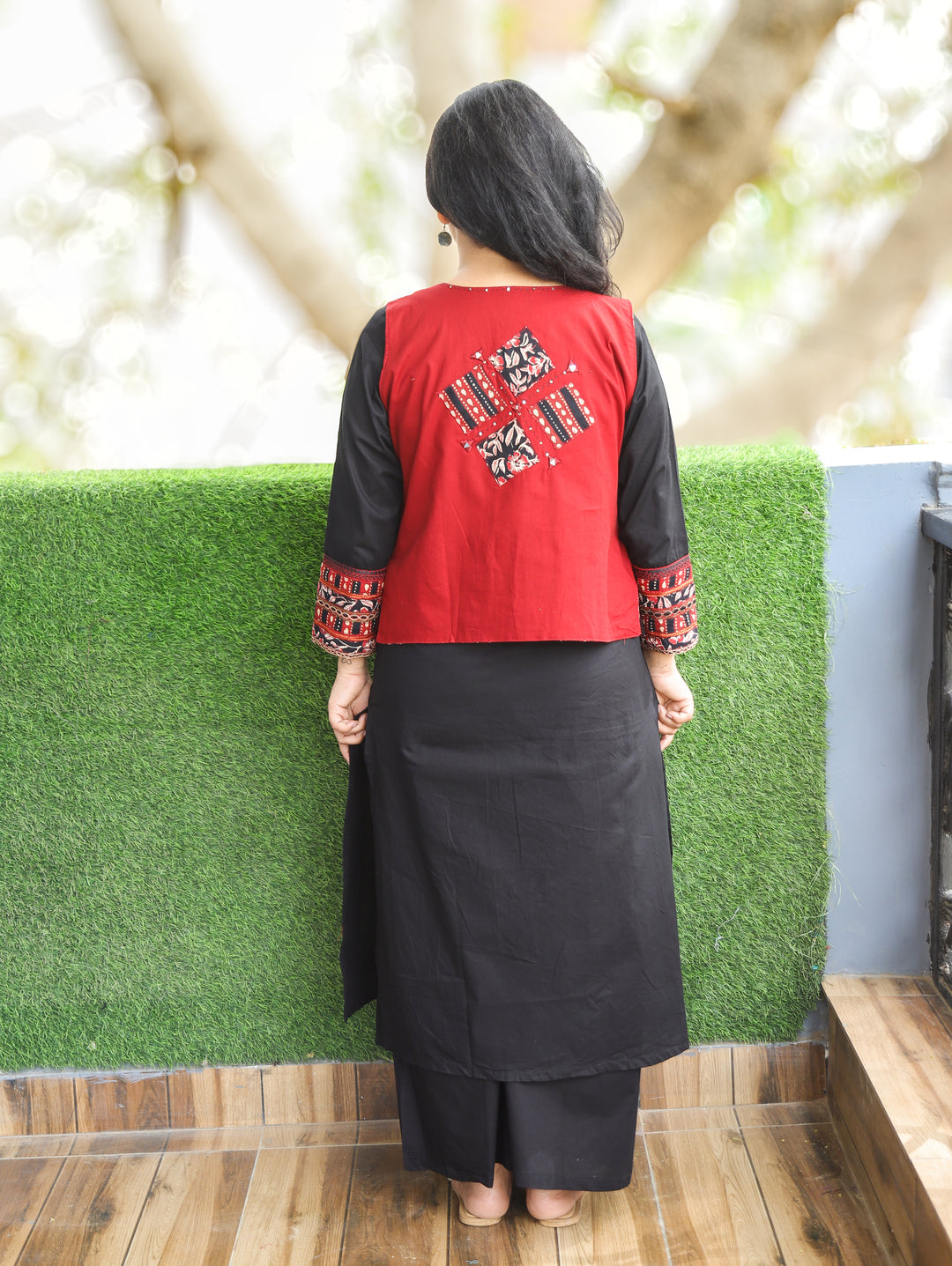 Nysa Ebony Black Cotton Jacket Sets