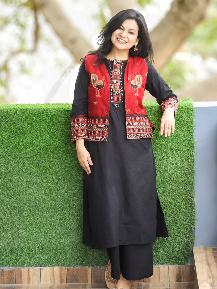Nysa Ebony Black Cotton Jacket Sets