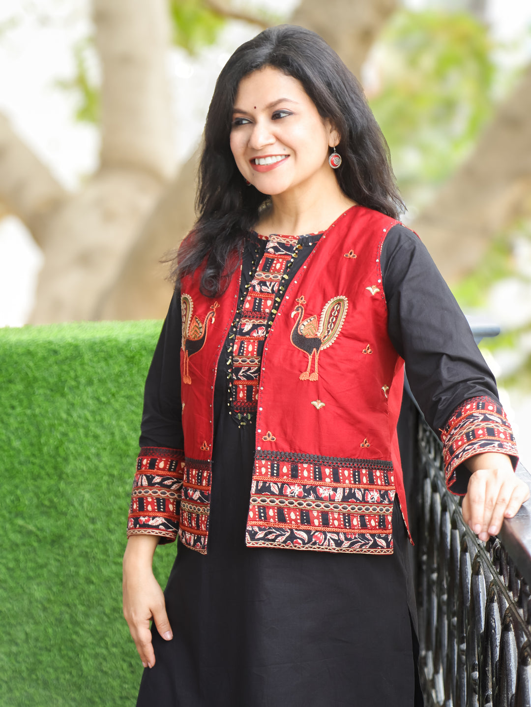 Nysa Ebony Black Cotton Jacket Sets