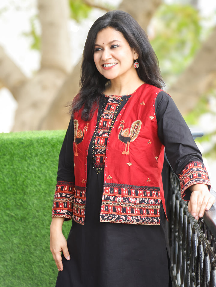 Nysa Ebony Black Cotton Jacket Sets