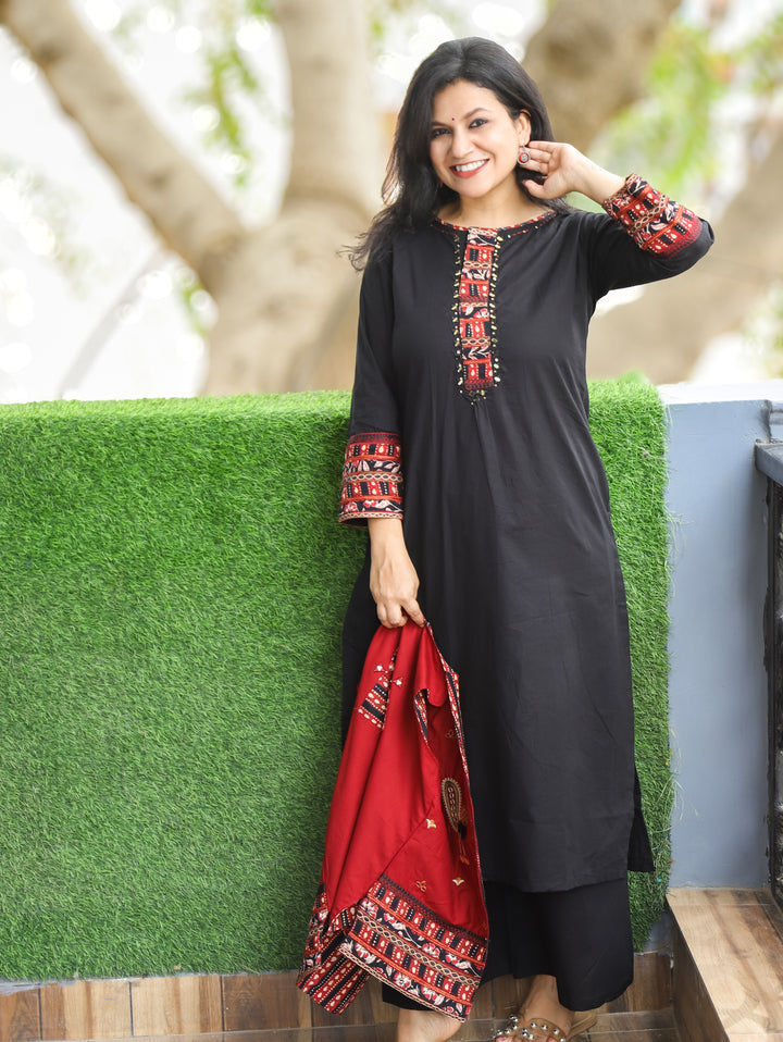 Nysa Ebony Black Cotton Jacket Sets