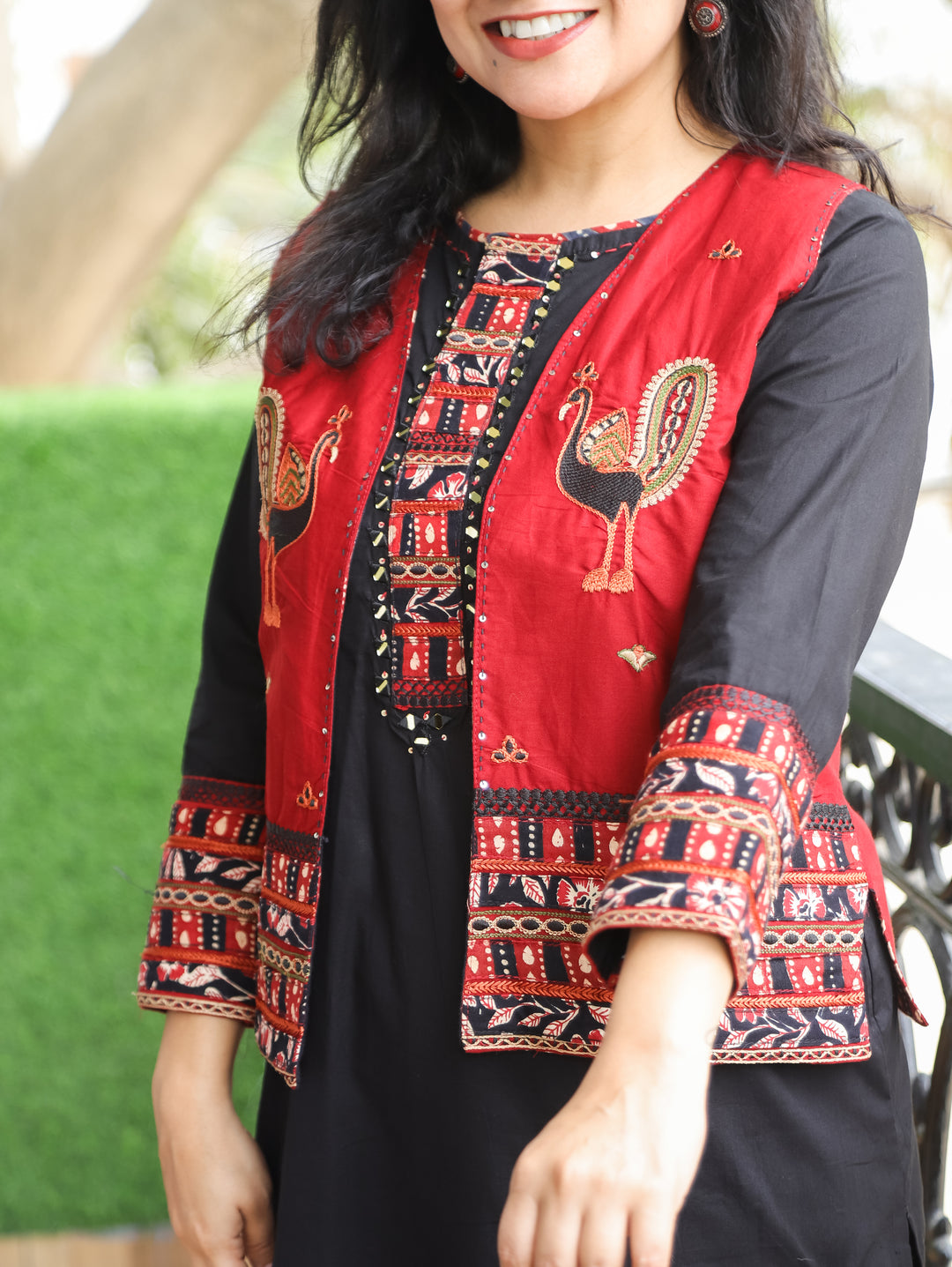 Nysa Ebony Black Cotton Jacket Sets