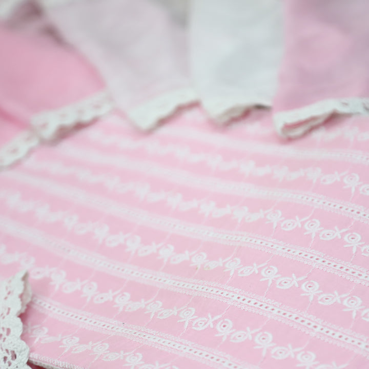 Nurvi Soft Pink All Over Theard Work Cotton Schiffli Set