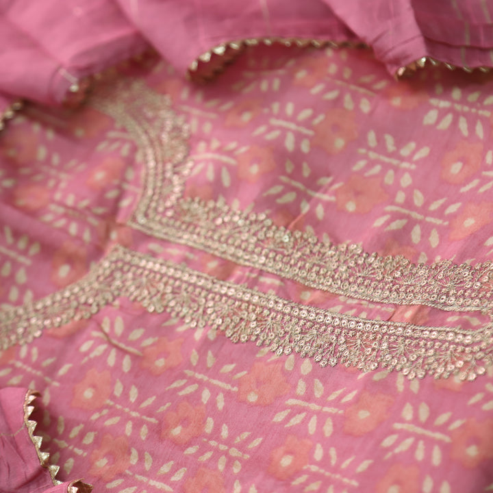Rahi Mauve Pink Embellished Zari Work Printed Modal Suit Set