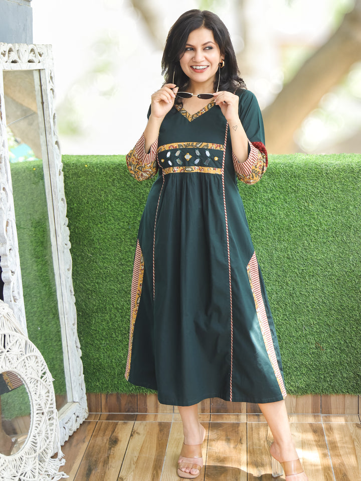 Jyotica Black Panel Style Cotton Dress