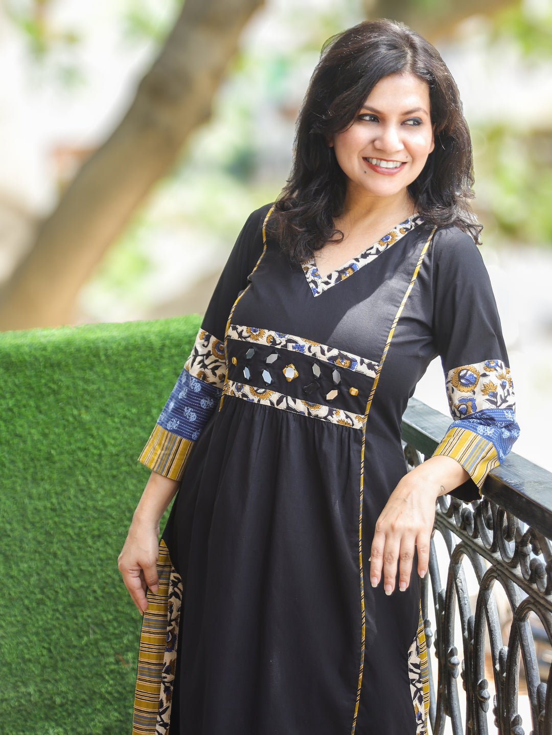 Jyotica Black Panel Style Cotton Dress