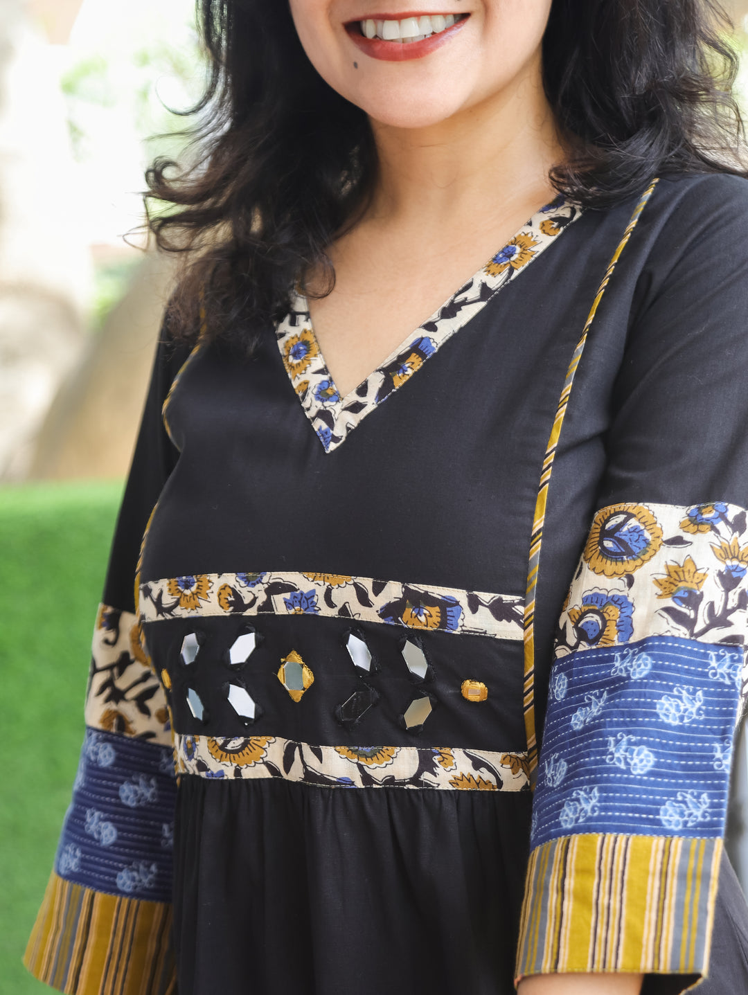 Jyotica Black Panel Style Cotton Dress