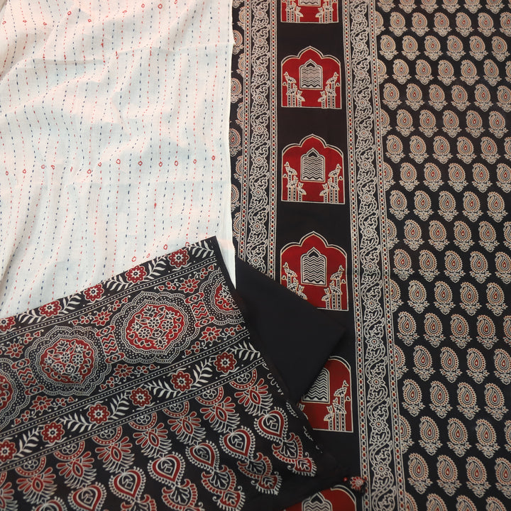 Kakaswi Midnight Black All Over Ajrak Printed Cotton Suit Set-D1