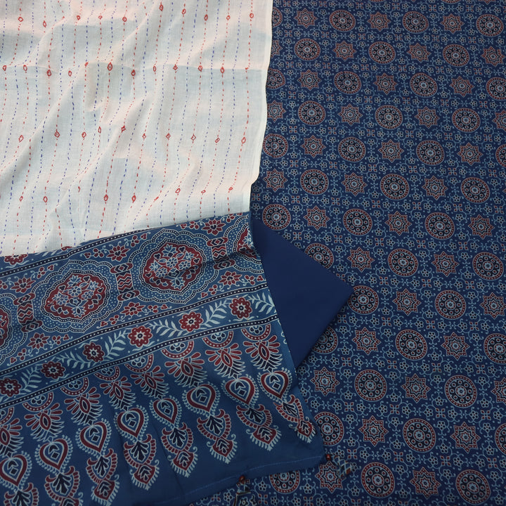 Rooprani Sapphire Blue All Over Ajrak Printed Cotton Suit Set D2