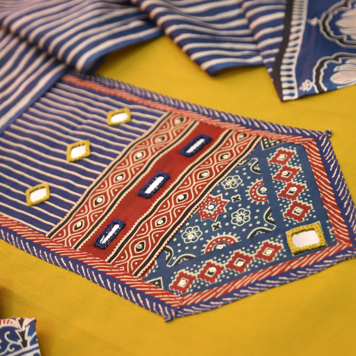 Roopsidhi Beetle Yellow Mirror With Printed Yoke Cotton Set