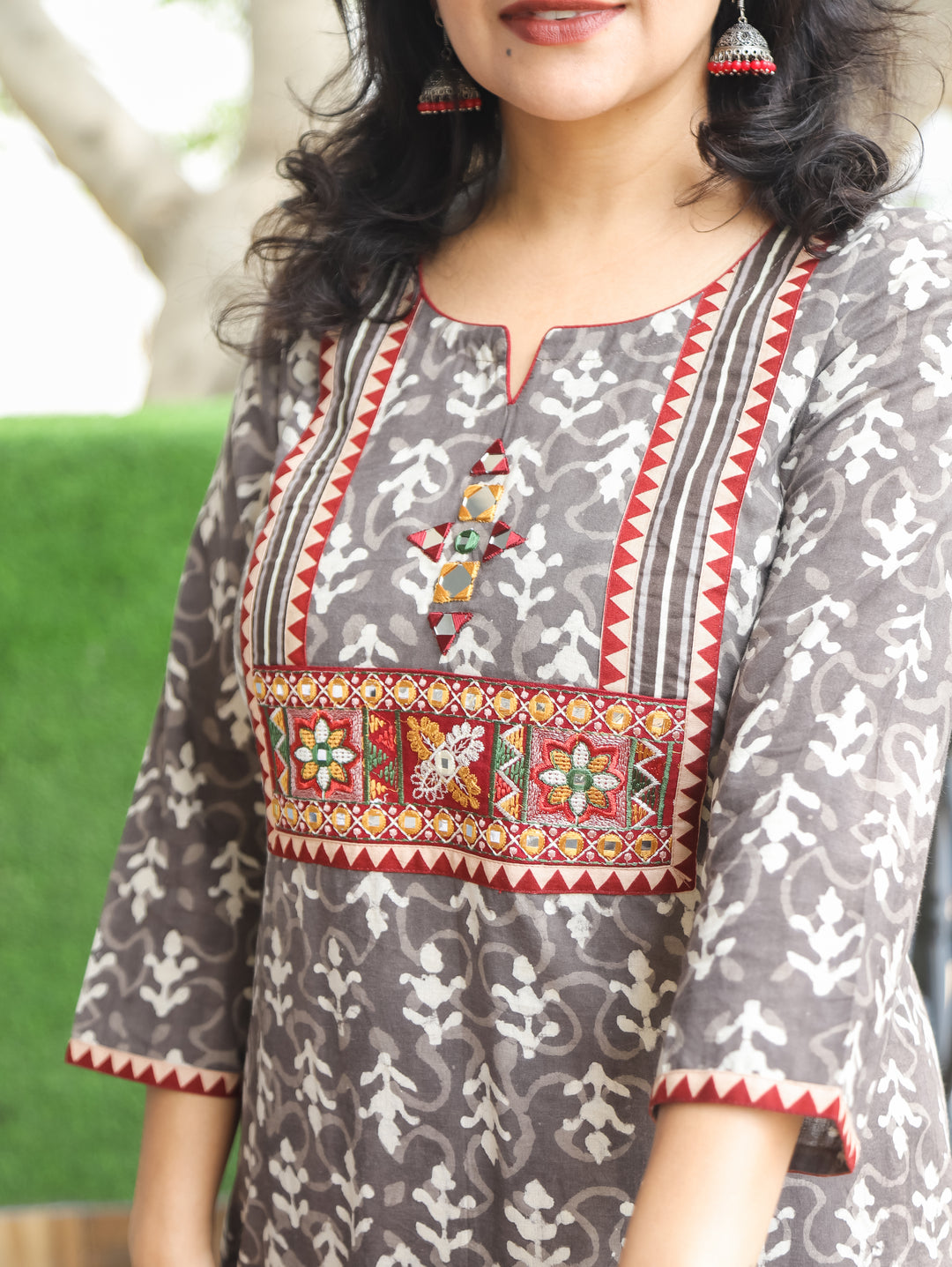 Gauri Kashish Kutch Mirror Dabu Cotton Kurti
