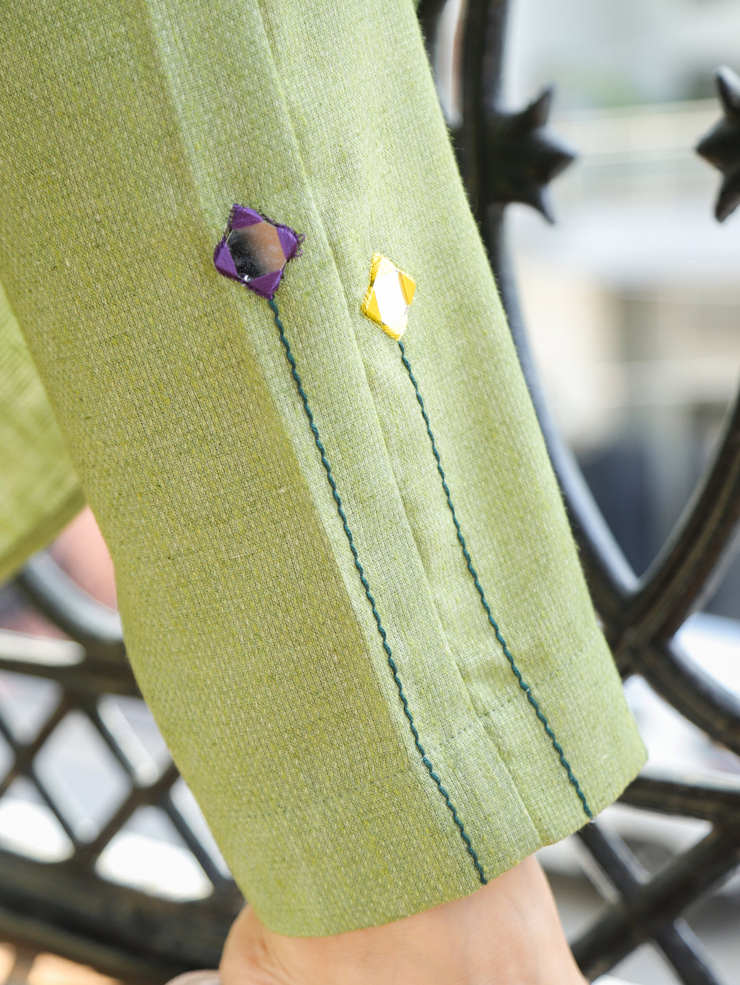Jasmin Olive Green Embroidered Jute 2 Piece Set