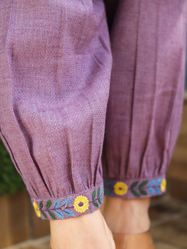 Kaashu Deep Mauve Collar Neck Jute 2 Piece Set