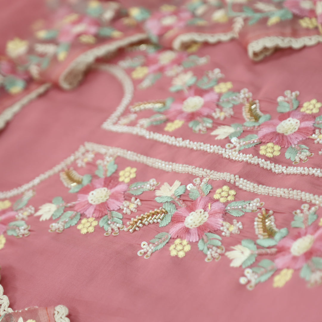 Rabbta Pink Mauve  Thread Embroidered Neck with Kardana Work Modal Suit Set