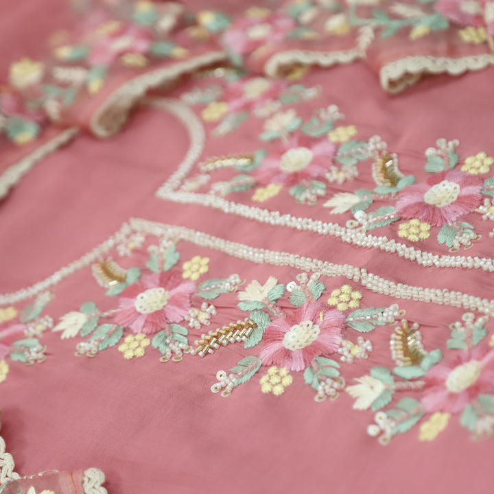 Rabbta Pink Mauve  Thread Embroidered Neck with Kardana Work Modal Suit Set