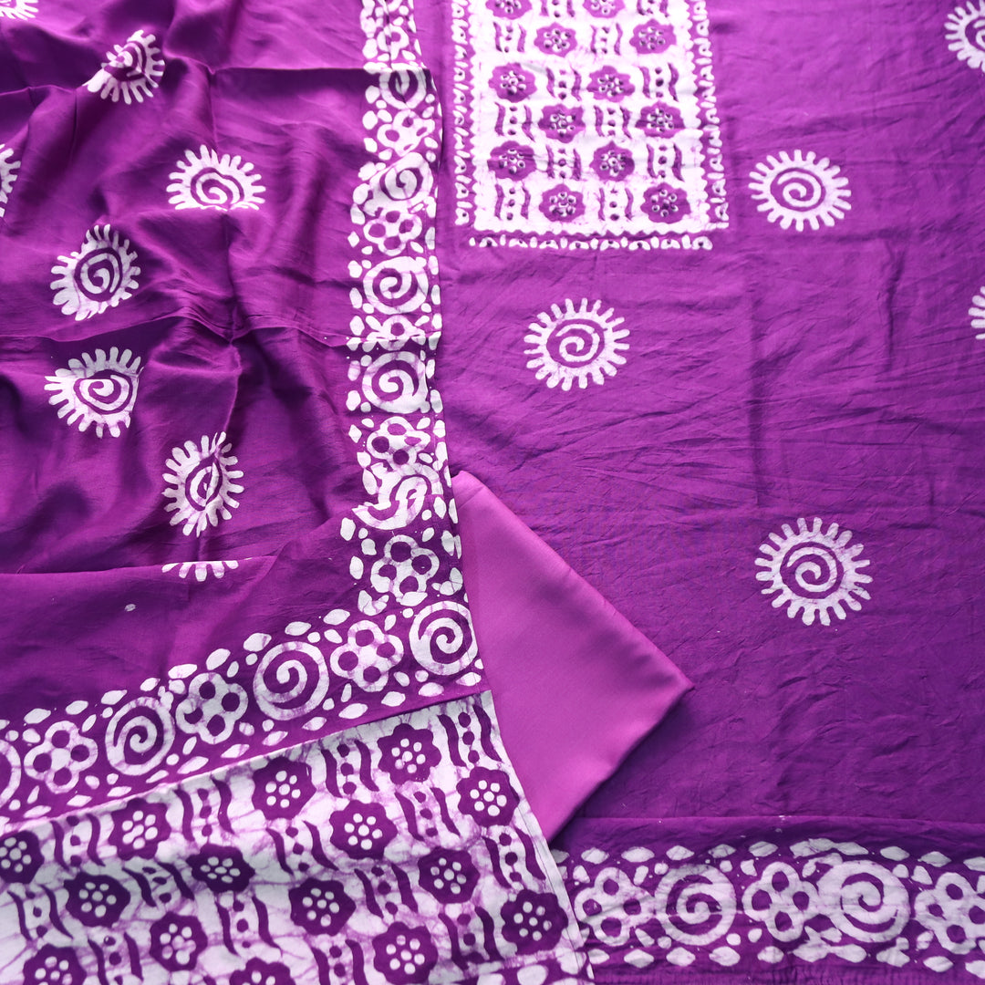 Kalyani  Orchid Purple Fench Knot Batik Print Modal Set