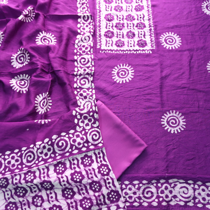 Kalyani  Orchid Purple Fench Knot Batik Print Modal Set