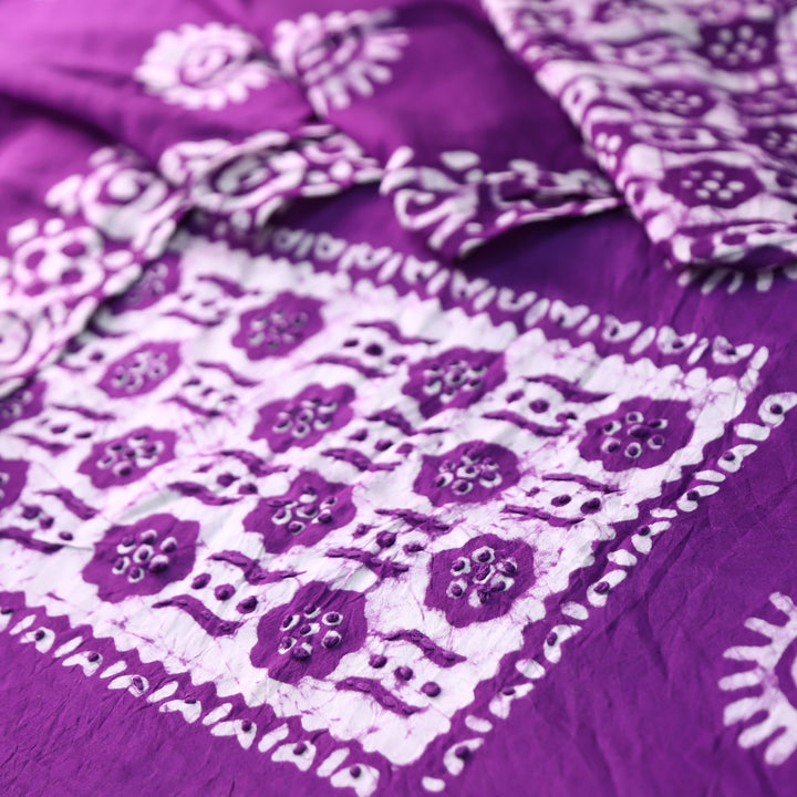 Kalyani  Orchid Purple Fench Knot Batik Print Modal Set