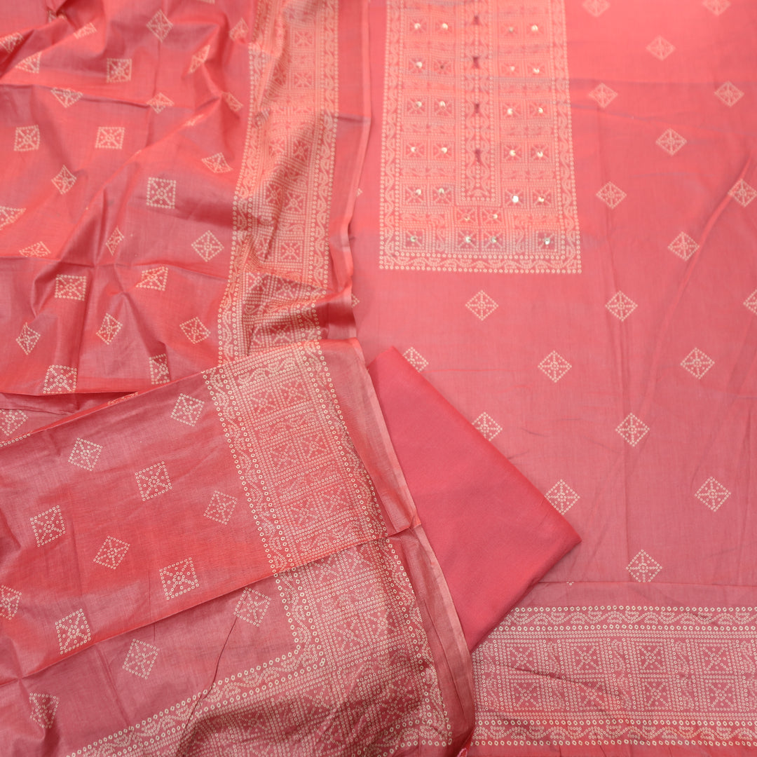 Riya Blush Pink Bandani Printed with Sequin Detailing Jam Cotton Set