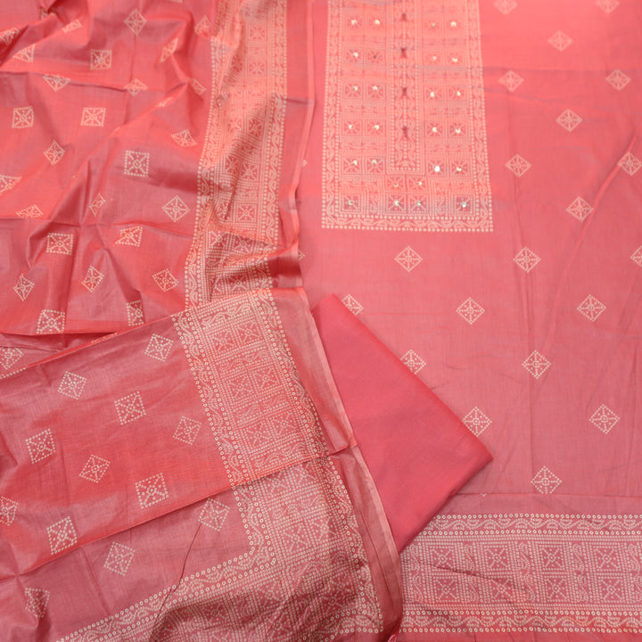 Riya Blush Pink Bandani Printed with Sequin Detailing Jam Cotton Set