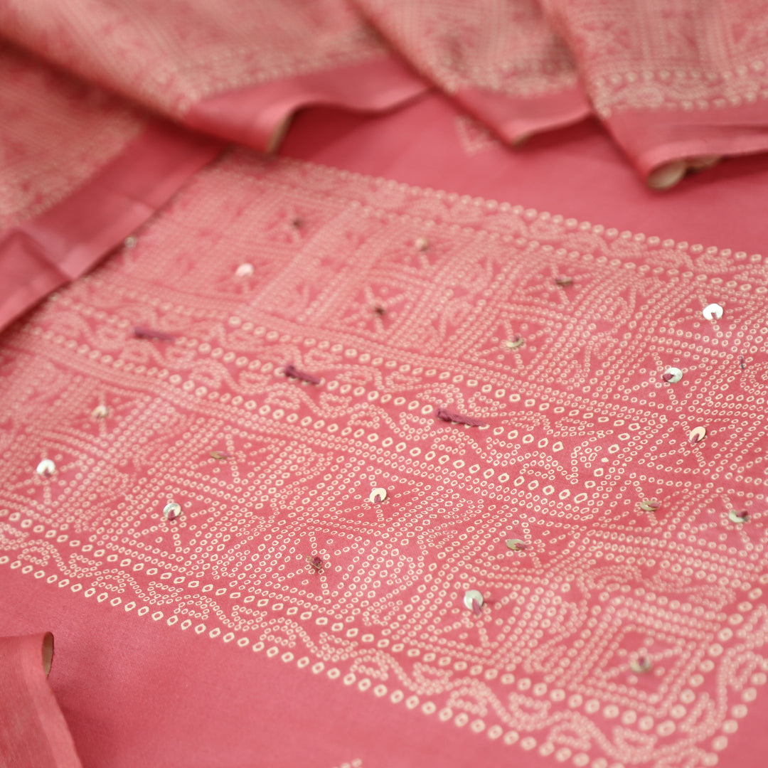 Riya Blush Pink Bandani Printed with Sequin Detailing Jam Cotton Set