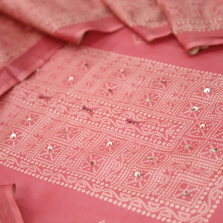 Riya Blush Pink Bandani Printed with Sequin Detailing Jam Cotton Set