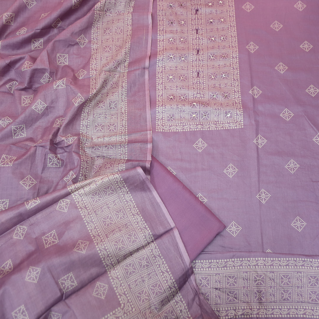 Riya Orchid Lavender Bandani Printed with Sequin Detailing Jam Cotton Set