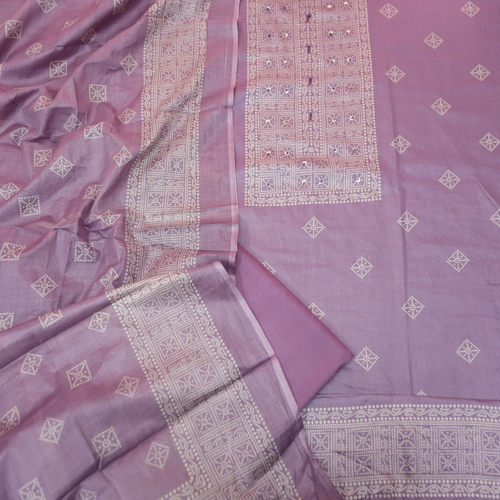 Riya Orchid Lavender Bandani Printed with Sequin Detailing Jam Cotton Set
