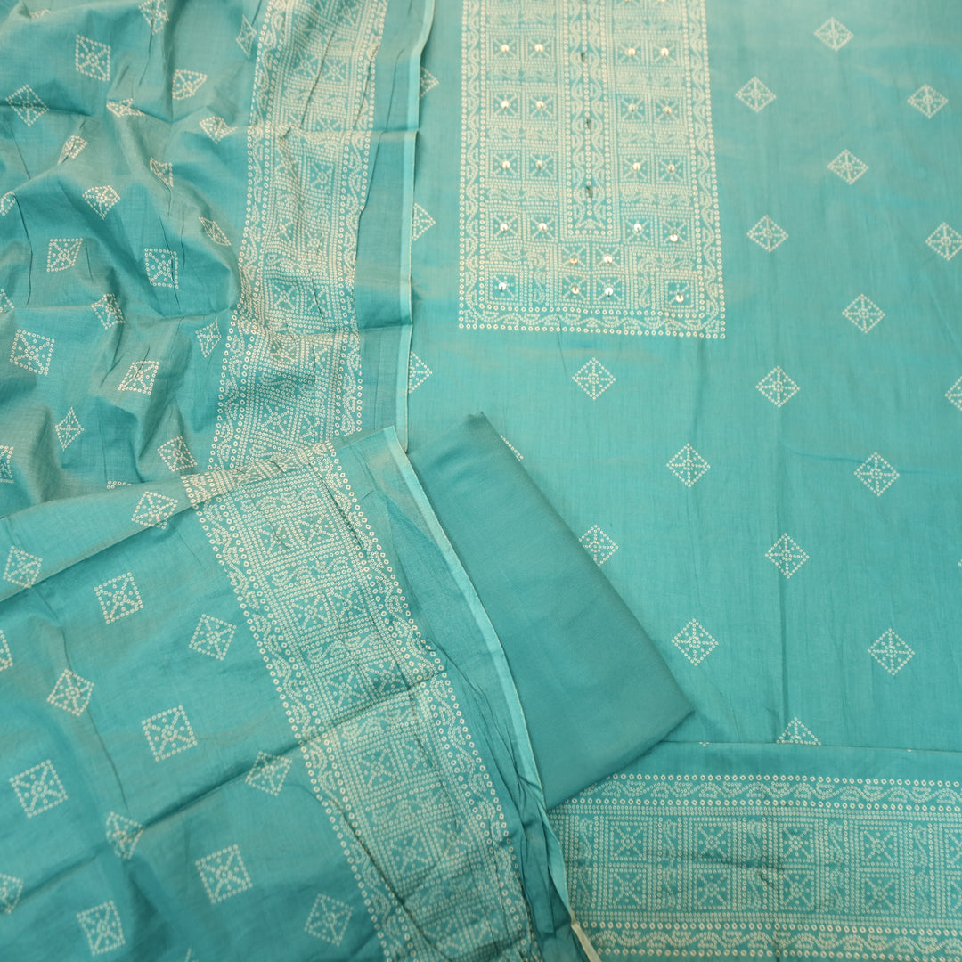 Riya Turq Aqua Bandani Printed with Sequin Detailing Jam Cotton Set