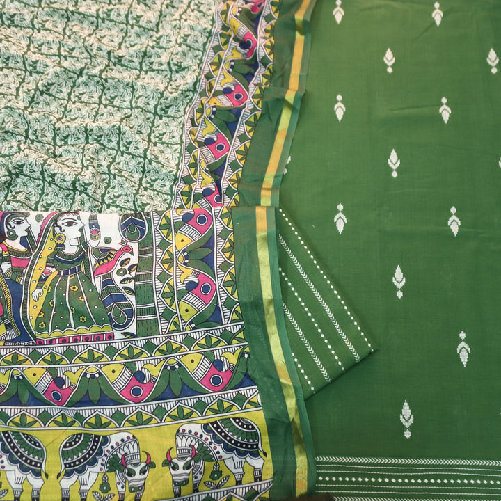 Srishti Tree Green Thread Woven South Cotton Set