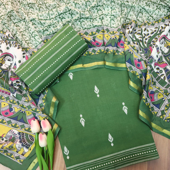 Srishti Tree Green Thread Woven South Cotton Set