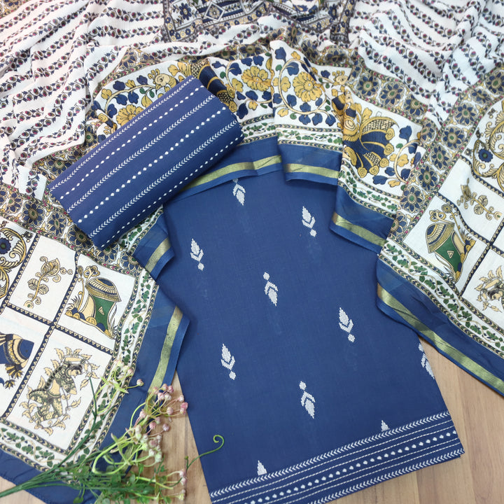 Srishti Midnight Blue Thread Woven South Cotton Set