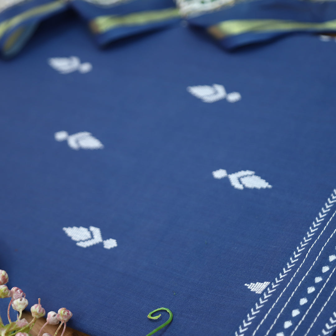 Srishti Midnight Blue Thread Woven South Cotton Set