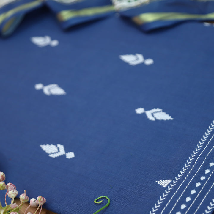 Srishti Midnight Blue Thread Woven South Cotton Set