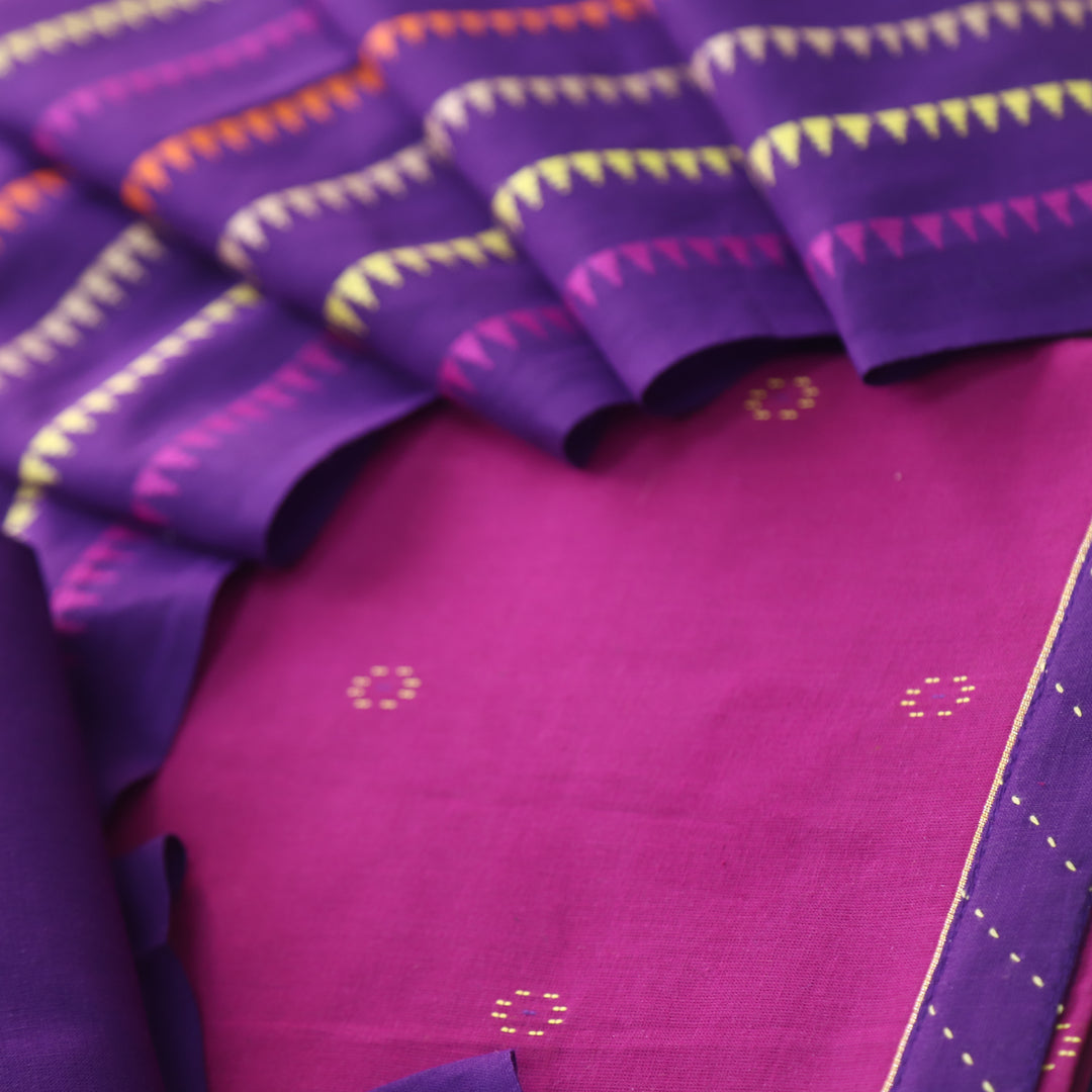 Madhubala Orchid Purple All Over Thread Weaved Handloom Cotton Suit Set