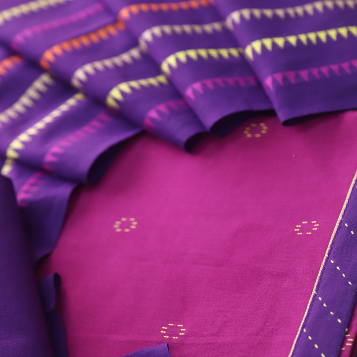 Madhubala Orchid Purple All Over Thread Weaved Handloom Cotton Suit Set