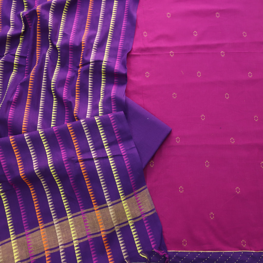 Madhubala Orchid Purple All Over Thread Weaved Handloom Cotton Suit Set