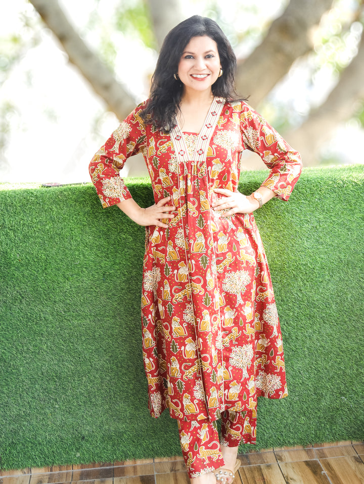 Vacay Series Cherry Red Cotton Co-ord set